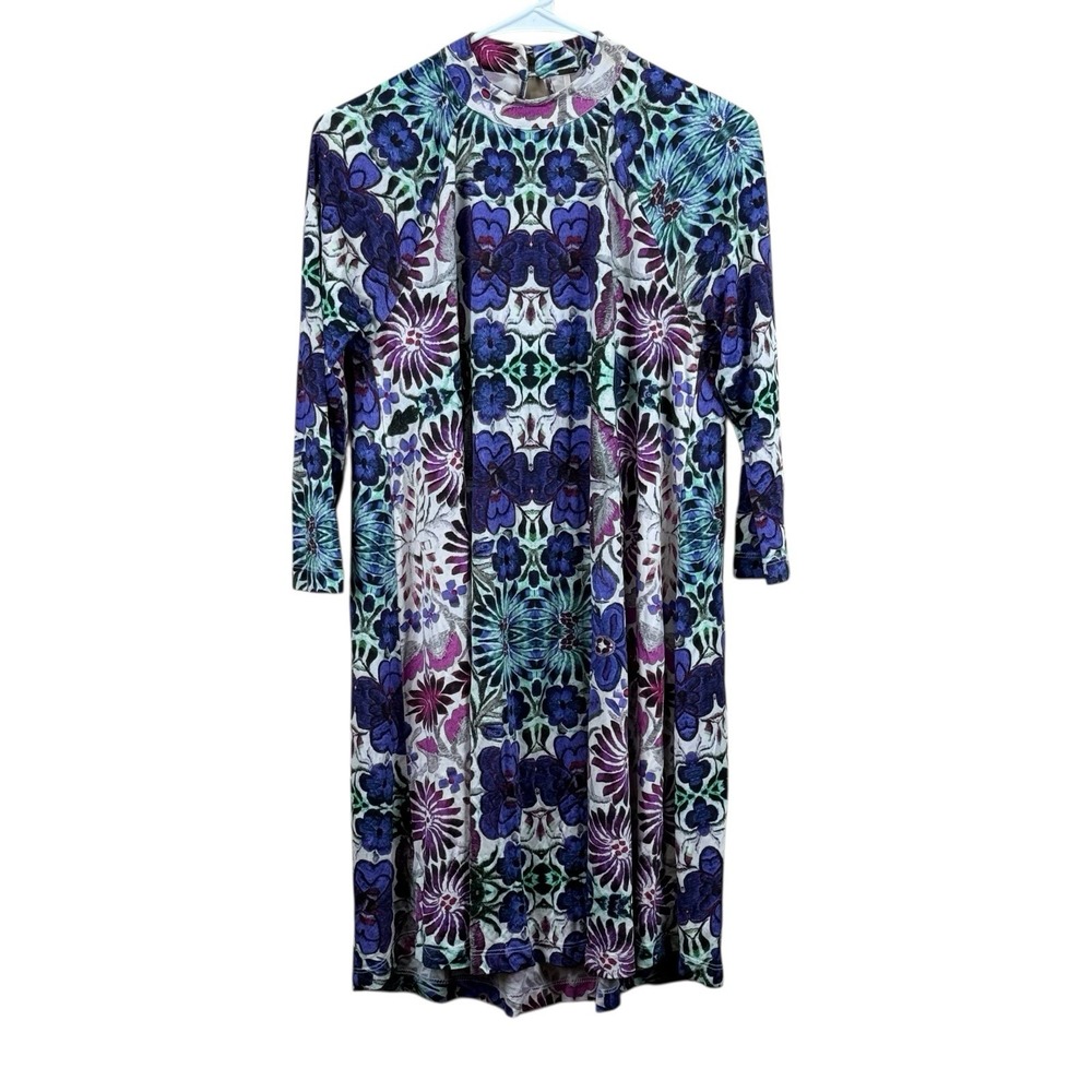 Free People New Romantics Fiesta Floral Abstract Swing‎ Mini Dress Retro XS - Picture 2 of 5